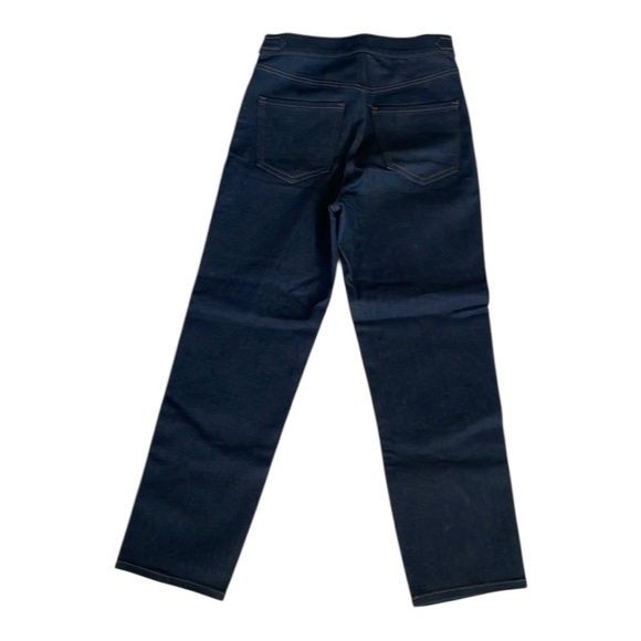 ExpressMom Jeans Women's Navy Denim Buckle Waist High Rise Straight Leg, Size 2R - Picture 4 of 10